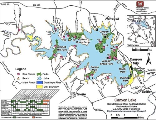 Map of Canyon Lake parks and boat launches